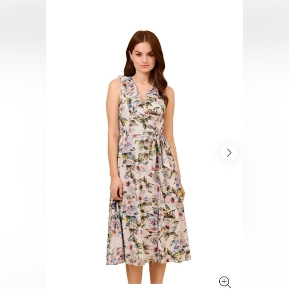Adrianna Papell ruffled v neck floral sleeveless dress size 4 NWT - Picture 12 of 12